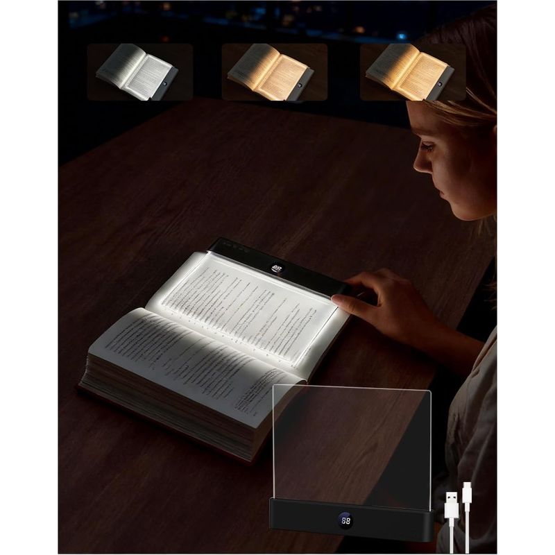Kabellose Led-flachleselampe Fürs Bett, Augenschutz, Vollflächige Ausleuchtung, Usb-aufladbar
