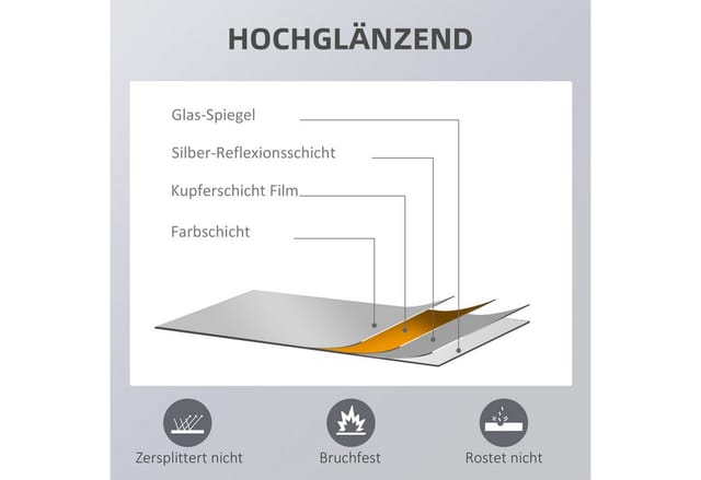 Homcom - Wandspiegel Garderobenspiegel 125 x 45cm Flurspiegel mit Holzrahmen Ganzkörperspiegel Hängespiegel Wohnzimmerspiegel für Schlafzimmer Natur