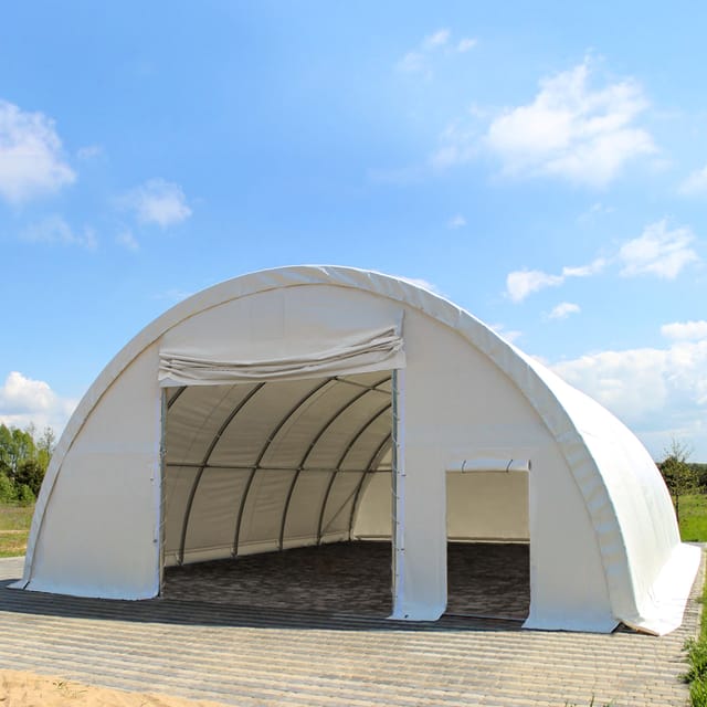 Sehr stabile Rundbogenhalle 9,15m x 12m x 4,5m - pe 1400 weiß