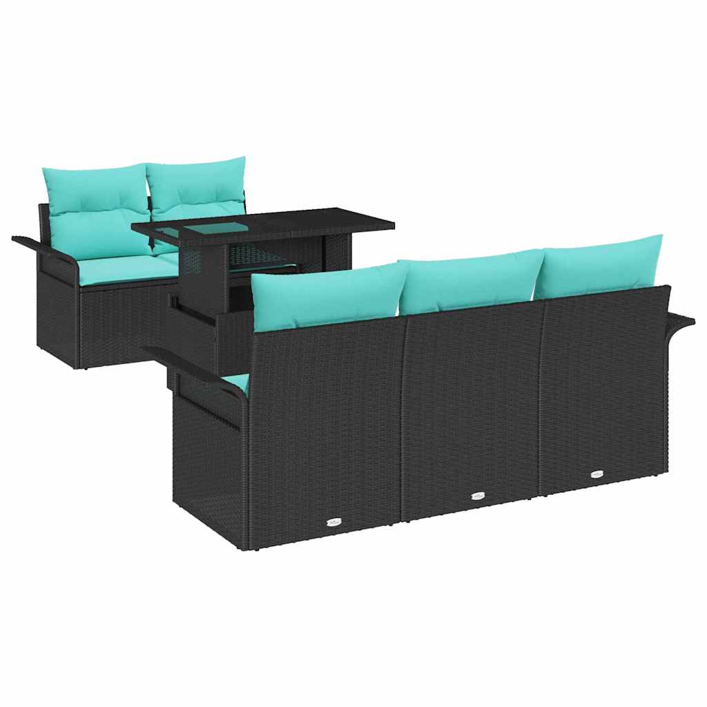 Maison Exclusive - Gartensofa-set 6 Stk. 5-sitzer Schwarz Poly-ra