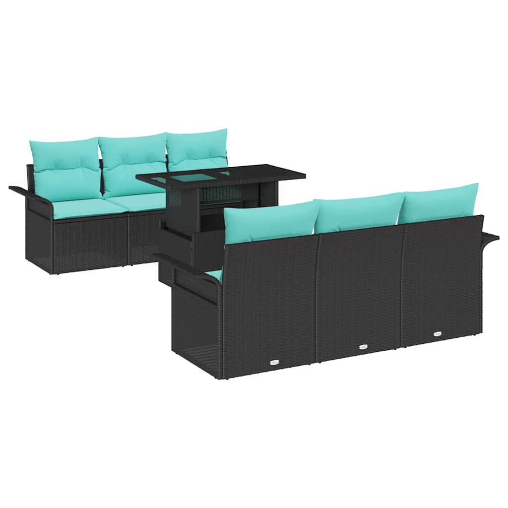 Maison Exclusive - Gartensofa-set 7 Stk. 6-sitzer Schwarz Poly-ra