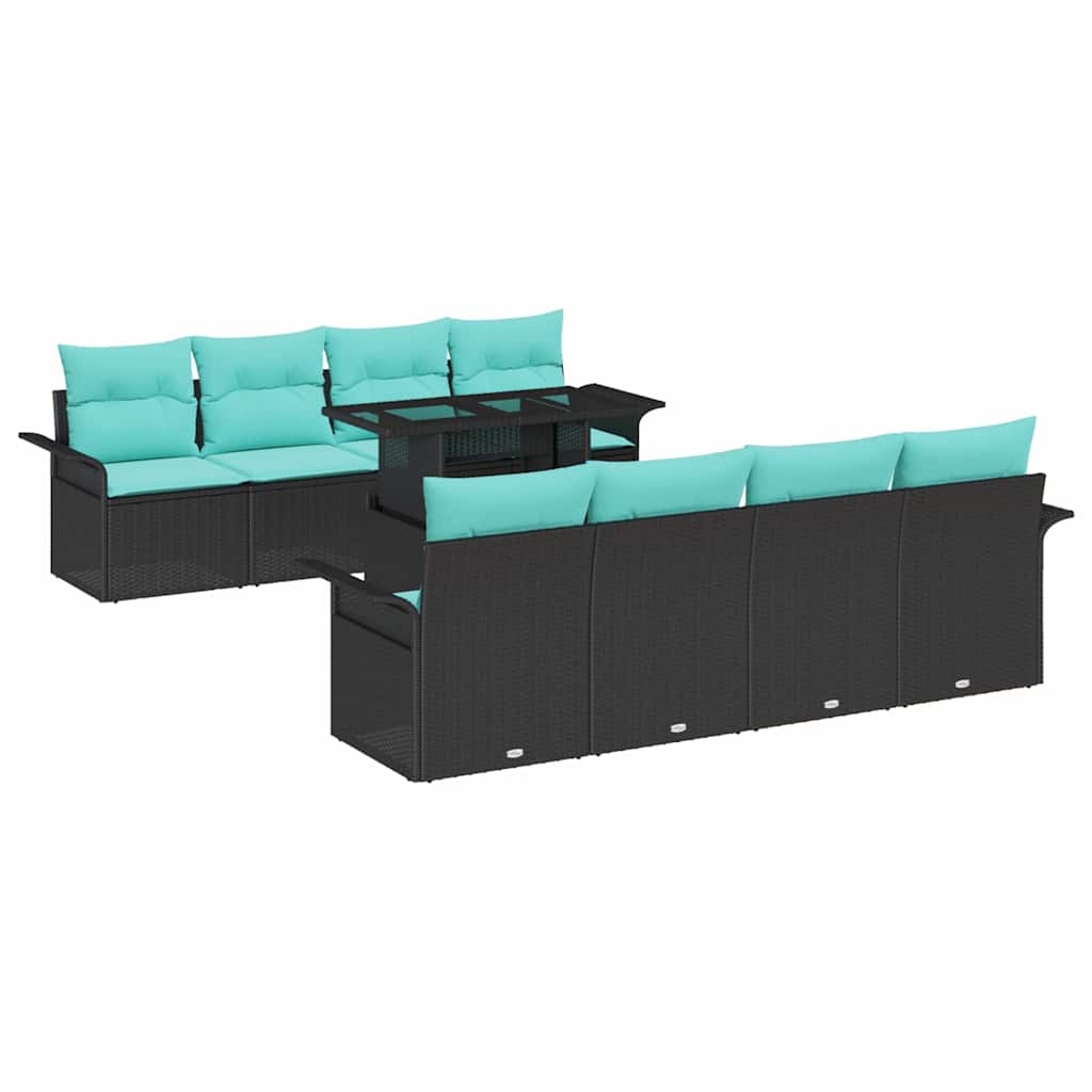 Maison Exclusive - Gartensofa-set 9 Stk. 8-sitzer Schwarz Poly-ra