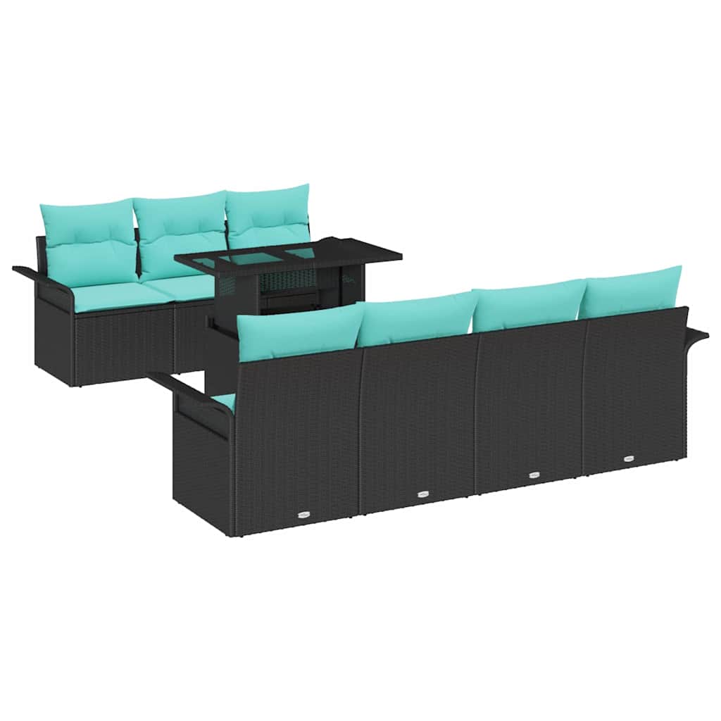 Maison Exclusive - Gartensofa-set 8 Stk. 7-sitzer Schwarz Poly-ra