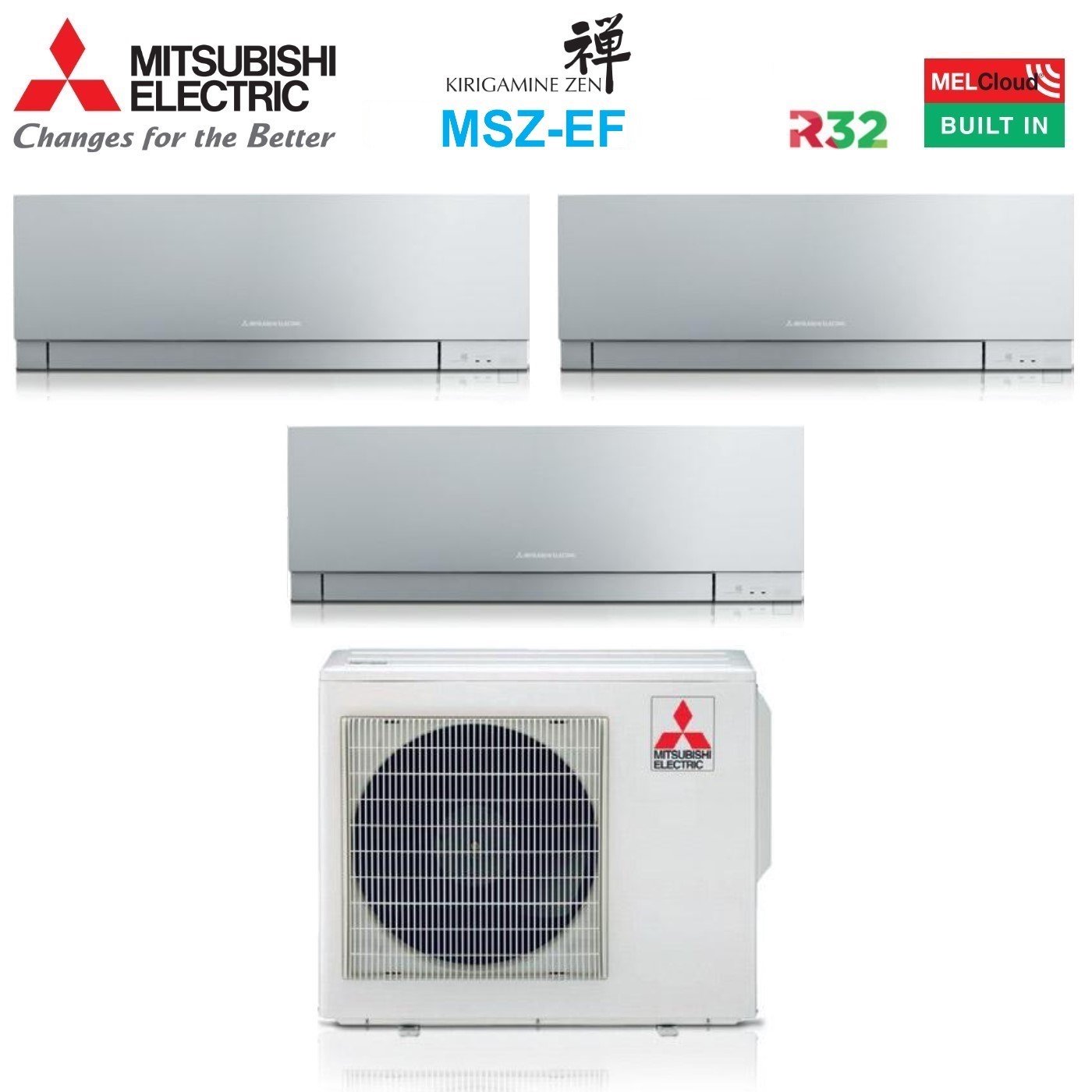 Klimaanlage Mitsubishi Electric Kirigamine Zen 7000 Btu 3 Einheiten