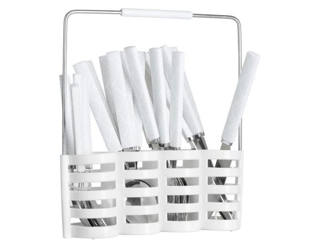 Secret De Gourmet - Besteckset für 6 Personen mit Ständer, Edelstahl, weiß