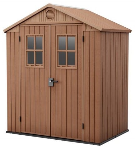 Gartenschuppen aus Kunstharz darwin 6x4 Holz mit Frontfenstern - Keter