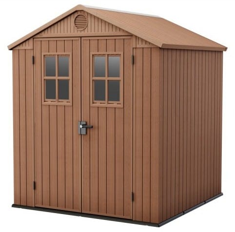 Gartenhaus darwin aus Kunstharz, 6 x 6, Holz, mit Vorderfenstern - Keter