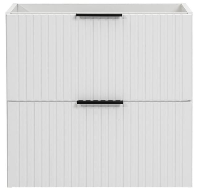 Lomadox - Waschtischunterschrank 60 cm ADELAIDE-56-WHITE matt weiß mit gerilllter Front, b/h/t ca. 60/57/46 cm