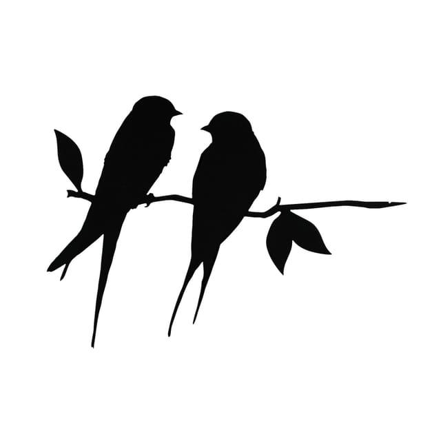 1 Vogelsilhouette aus Metall, rustikale Schwalben-Vogelsilhouette aus schwarzem Schmiedeeisen auf einem Ast, dekoriert für den Gartenbaum.