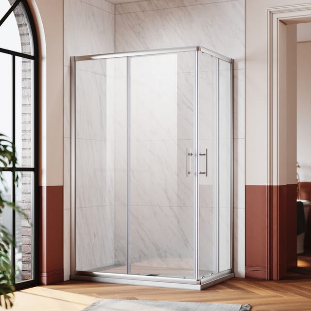 Eckeinstieg Dusche Duschkabine Duschabtrennung Duschwand mit schiebetür H:195cm 120x80cm,Schnellfreigabefunktion,Spritzwasserschutz - Sonni