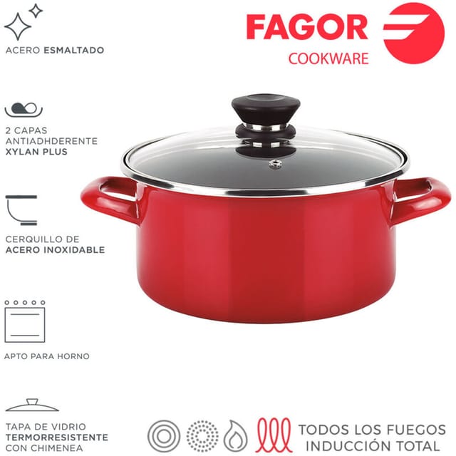 S.ofolla optimax + roter Deckel Stahl aisi 430 Fagor 20x10cm