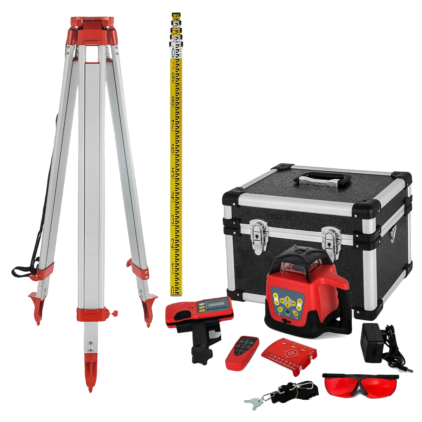 Rotationslaser-nivelliergerät, Hochpräzise Messung, Großer Scanbereich, Set Mit 2 Roten Laserstrahlen