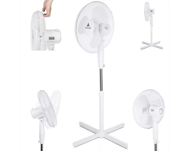 AERSON Standventilator Ventilator Windmaschine Luftkühler Oszillierend 50W Weiß Lüfter