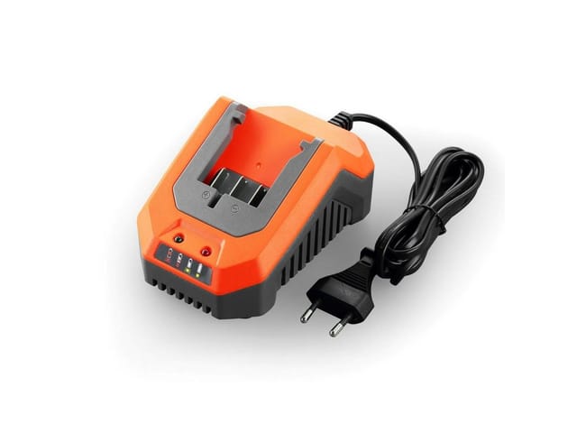 FUXTEC Li-Ion Schnell-Ladegerät 2,4A 70W FX-E1LG2A – für 2Ah & 4Ah Batterie passend 20 Volt Gartengeräte – Ladespannung 20.9V