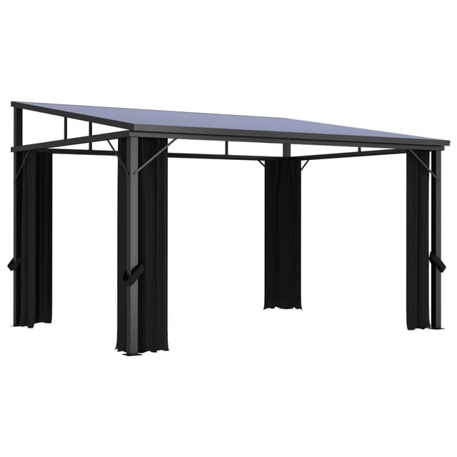 Pavillon mit Vorhängen 405x294x244 cm Anthrazit vidaXL