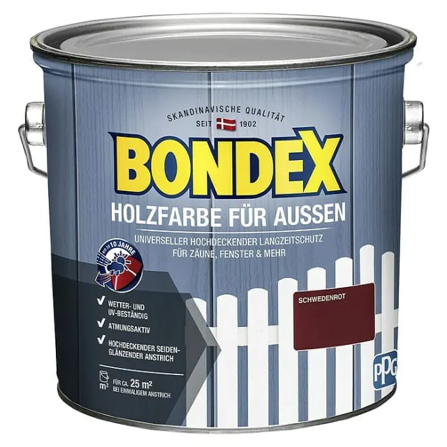 Bondex - Holzfarbe für Außen - Größe: 2,5 l - Farbe: Schwedenrot - Nr.: 435472