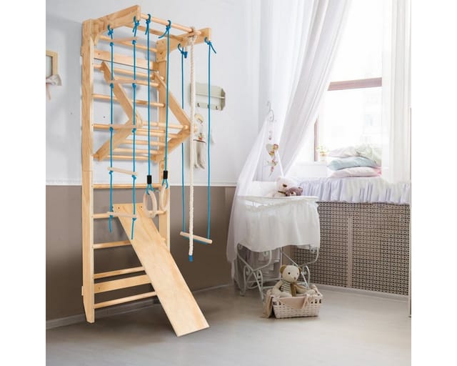 Costway Sprossenwand Holz Kletterwand, Turnwand Klettergerüst Inkl. Montagezubeoere, Gymnastikgeraet Heimsportgeraet Für Kinder Und Erwachsener, 220x80x60cm