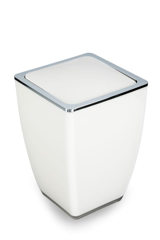 Trendline - Kosmetikeimer Cube 5l Weiß Mülleimer Schwingdeckeleimer Badmülleimer
