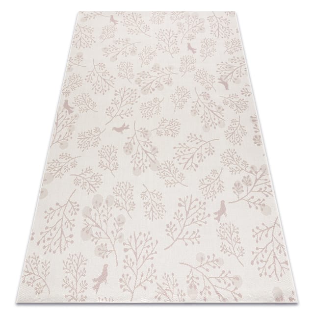 Teppich flat 48774/526 Laub Vögel - creme rosa pink 80x150 cm