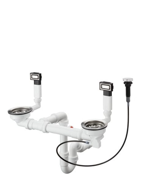 Hansgrohe Ablaufgarnituren - Automatische Ab- und Überlaufgarnitur für Doppelbecken, Edelstahl 43932800