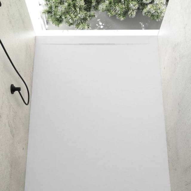 Stano. - Mineralguss-Duschwanne extra flach cover Schieferoptik weiss 80x190cm