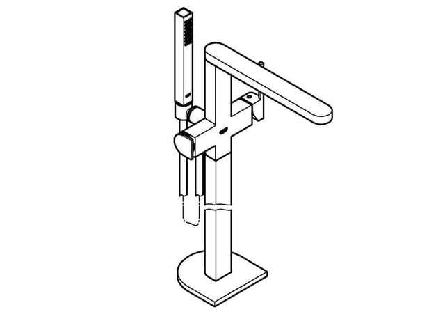 Plus Einhand-Wannenbatterie dn 15, Bodenmontage, Handbrause - Grohe