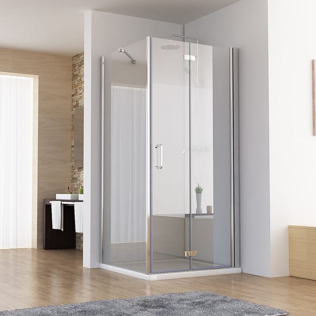 Miqu - Duschkabine 120x90x197 cm Eckeinstieg Dusche Falttür 120 mit Seitenwand 90 nano Glas