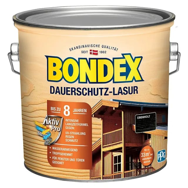 Dauerschutz Lasur 2,5 l, ebenholz Holzlasur Schutzlasur Holzschutz Aussen - Bondex