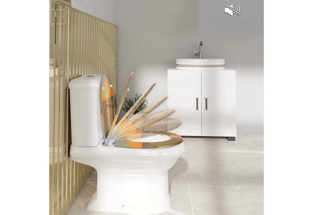 Wc Sitz Mit Absenkautomatik,toilettensitz Motiv,klodeckel Mit Quick-release-funktion Und Antibakteriell,premium Toilettendeckel,klobrille Aus Duroplast,sonnenaufgang - Woltu