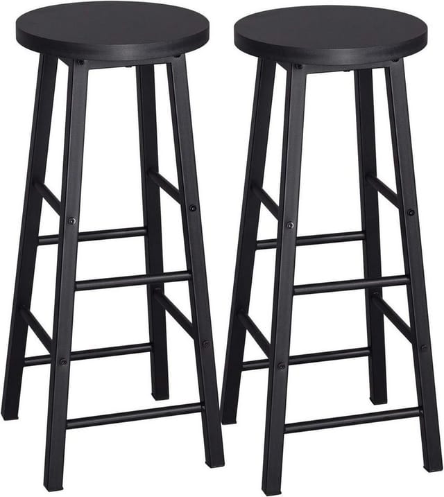 2er-Set Barhocker Bistrohocker Tresenhocker Barstuhl, Gestell aus stabilem Stahl, Stizfläche aus mdf, Schwarz - Woltu