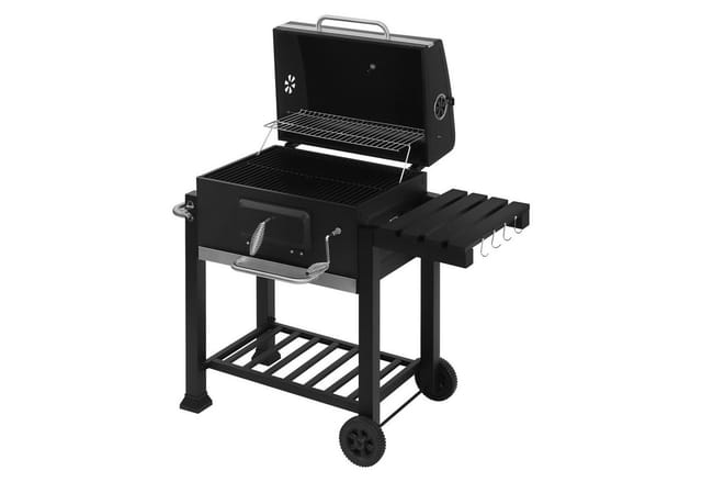 WOLTU Holzkohlegrill Kohlewanne höhenverstellbar BBQ Grill Standgrill mit Räder 113x45.5x100cm, Barbecue Grill für Garten Camping, Schwarz