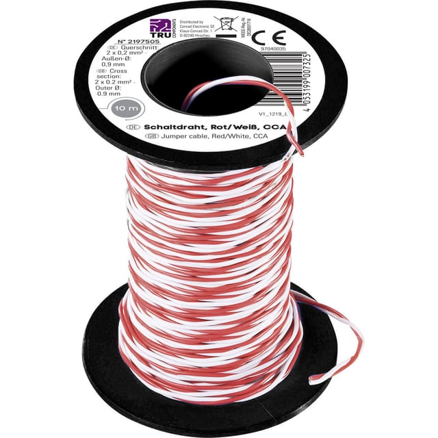 TC-8790020 Schaltdraht 2 x 0.20 mm² Rot, Weiß 10 m - Tru Components