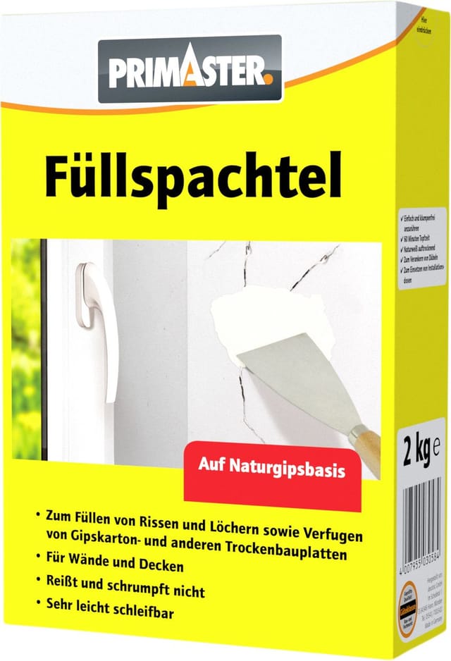 Primaster - Füllspachtel 2kg auf Naturgipsbasis Füllen, Glätten, Kleben Innen