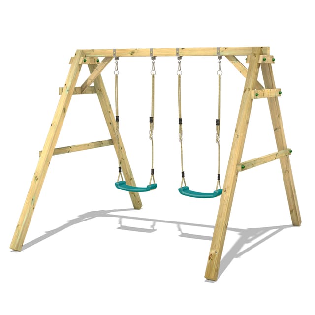 Schaukelgestell Kinderschaukel Sky Dancer Prime Schaukel, Schaukelgerüst, Doppelschaukel, Holzschaukel - Pastellblau - Wickey