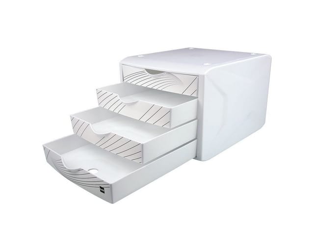 Helit - Schubladenbox the chameleon 4 Schubladen din A4 din C4 Polypropylen Gehäusefarbe: weiß Farbe der Schublade: weiß