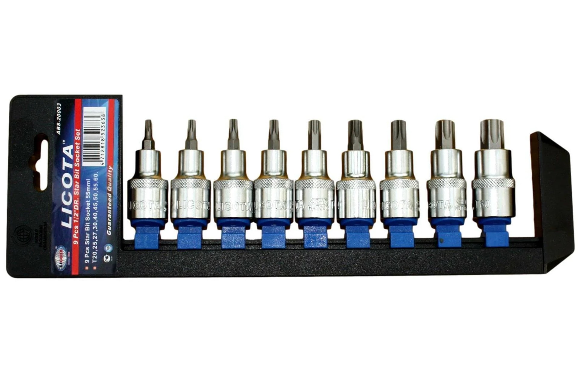 Innensechskant Nuss Set 9tlg, T20-t60, 1/2 Zoll, 55mm, Chrom Vanadium