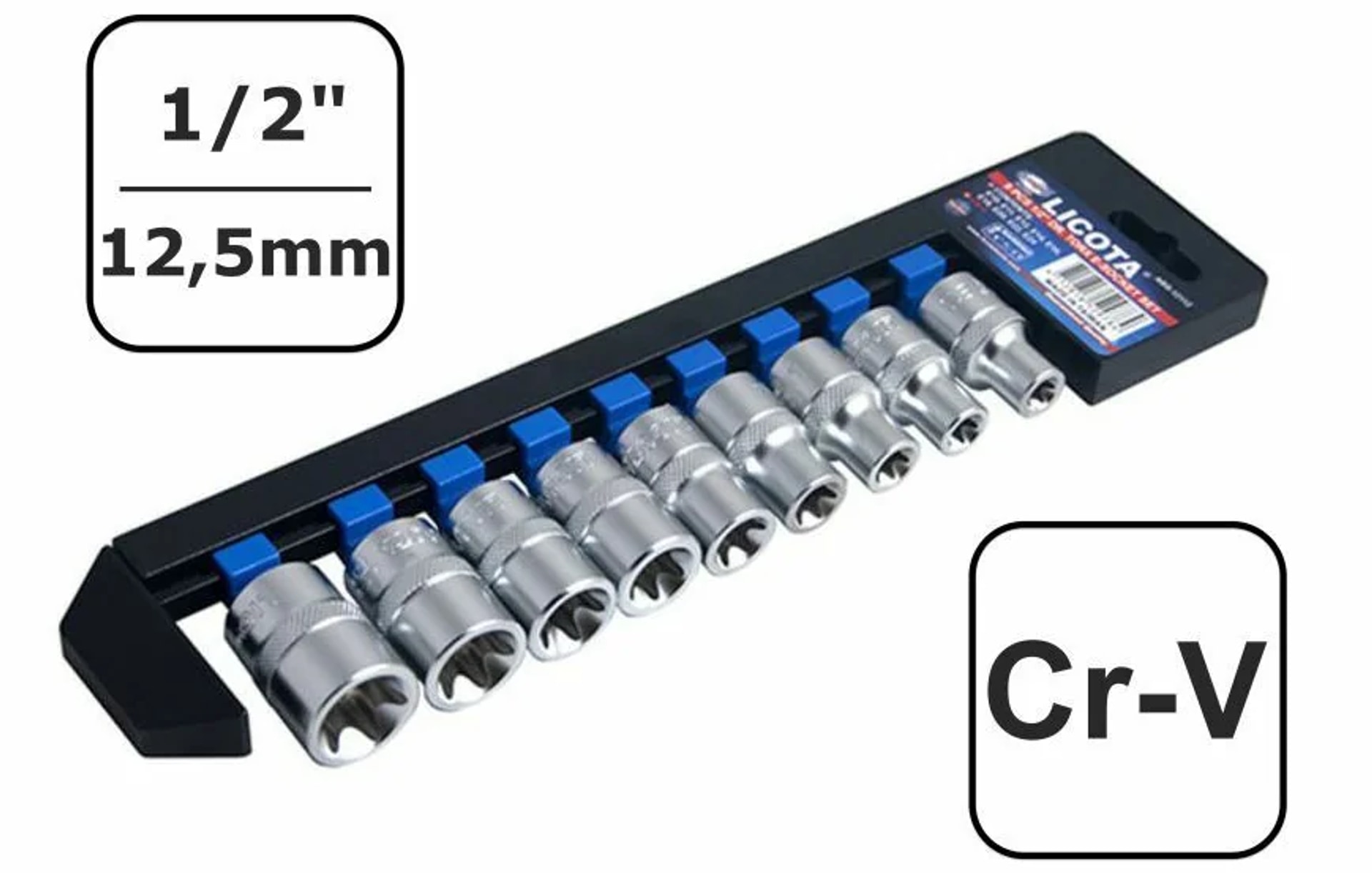 Innensechskant Nuss Set, E-profil, 1/2 Zoll, E10-e24, Industrie Nusssatz