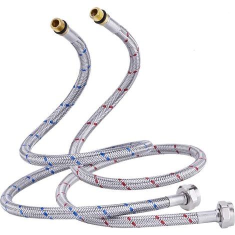 Flexibler Verbindungsschlauch G 3/8 Dn6 – Länge 70 Cm – Kompressionsgewinde – 2 Stück Für Wasserhahn