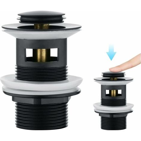 Ablaufgarnitur Ohne Überlauf – Pop-up-klick-klack-mechanismus – 1 1/4"-universalanschluss – Oberfläche Aus Mattschwarzem Messing