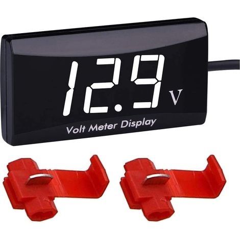 Wasserdichtes Digitales 12-v-gleichstrom-voltmeter Mit Led-anzeige Für Auto Und Motorrad, Voltmeter Und Druckmessgerät Mit Metallklemmen