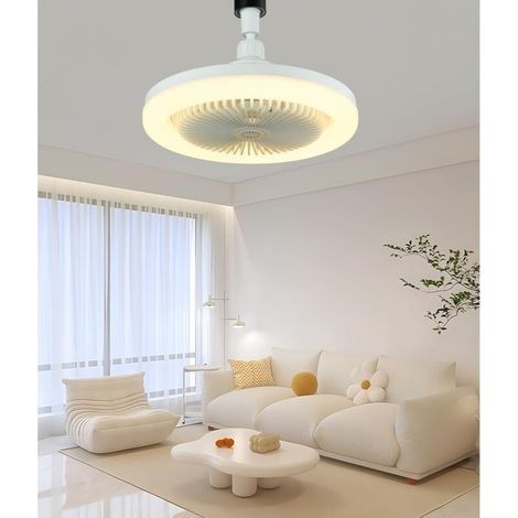 Leiser Deckenventilator Mit Led-beleuchtung E27 – 3 Geschwindigkeitsstufen – Einstellbare Lichtintensität 10-100 % – Werkzeuglose Montage – Für Räume Von 5 Bis 10 M²