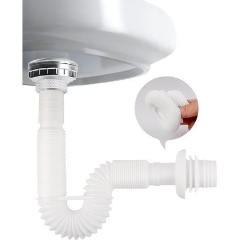 Platzsparender Siphon, Flexibler Beckensiphon, 1 1/4"-spülbeckenablauf, Geruchsdicht, Austauschbarer Ablaufschlauch, Ausziehbar Von 320 Bis 780 Mm