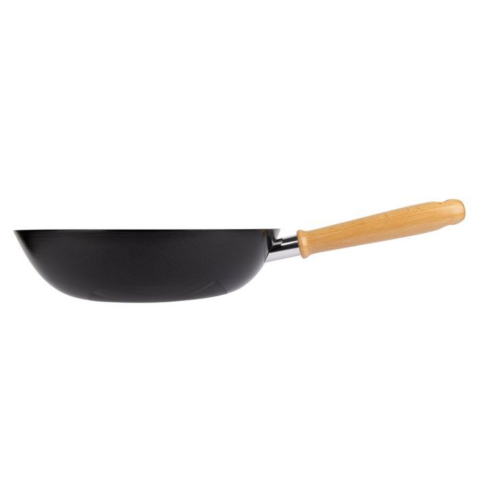 Wok - Gemütlich & Modern - Fusion 30 Cm - Kohlenstoffstahl - Für Alle Herdarten - Basisplatte