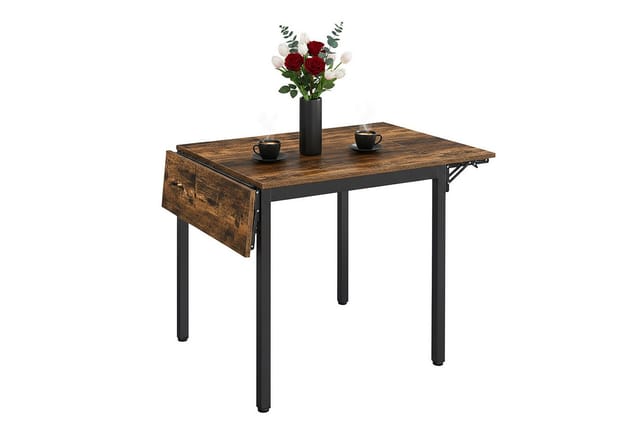 Relaxdays Esstisch klappbar, 2-4 Personen, HBT 76x120x78 cm, platzsparender Klapptisch, Küche, MDF, Eisen, braun/schwarz