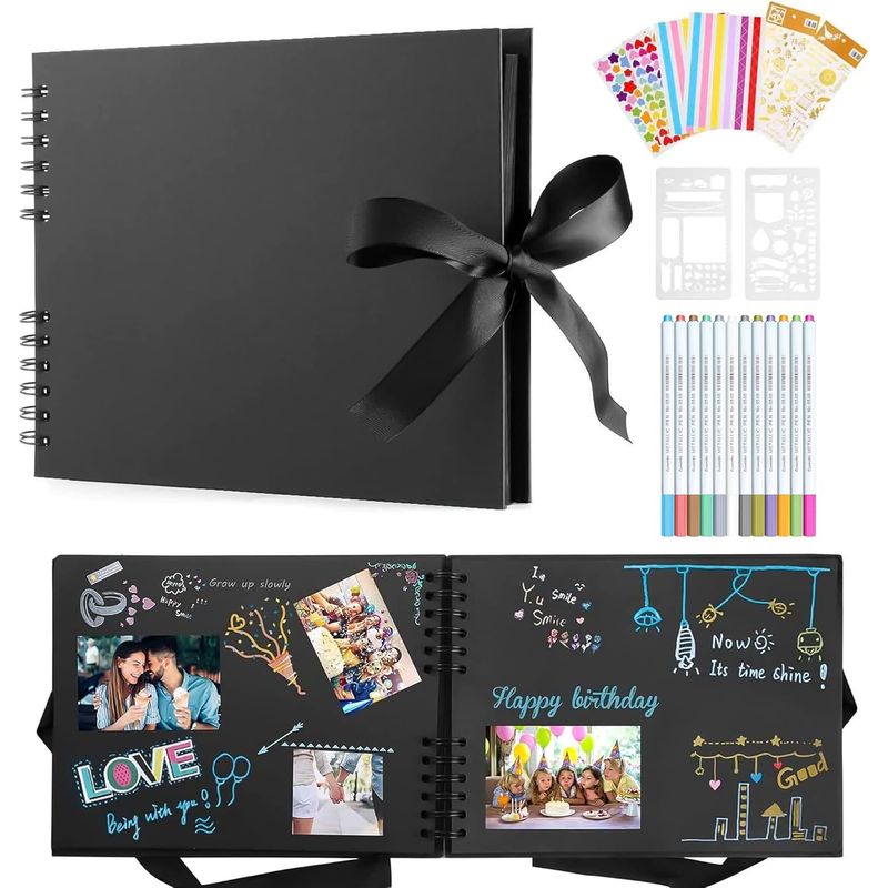 Selbstgemachtes Scrapbooking-fotoalbum Mit 12 Metallic-stiften, 80 Seiten, Handgefertigtes Diy-scrapbooking-buch, Geschenkidee Für Baby, Kind, Hochzeit, Reisen, Feste, Abschluss