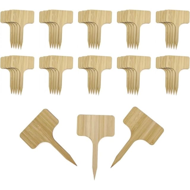 Packung Mit 50 Bambus-pflanzenetiketten Für Den Garten, Robuste T-förmige Etiketten, 10 X 6 Cm