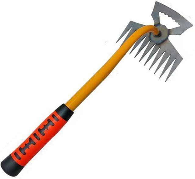 Manueller Unkrautstecher, professioneller Wurzelentferner mit 11 Edelstahlkrallen – langer Griff (35,5 cm) für Löwenzahn und hartnäckiges Unkraut mit
