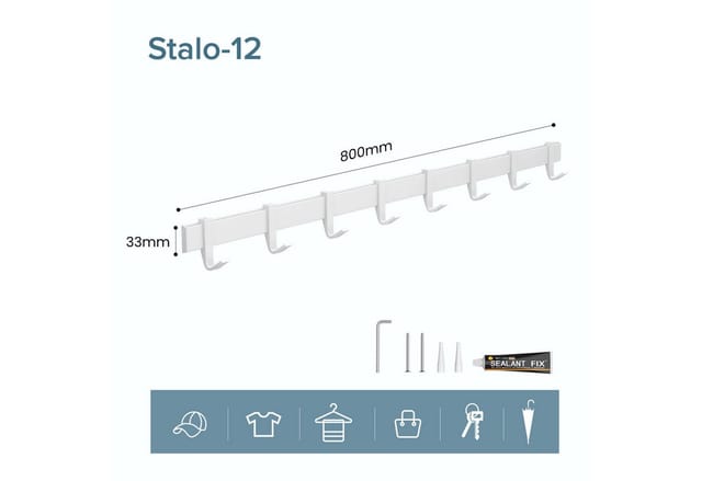 doporro Garderobenhaken Aluminium, 8 Verschiebbare Wandhaken, selbstklebend & stabil, Kleiderhaken Wand für Jacken und Handtücher, ideal für Flur,