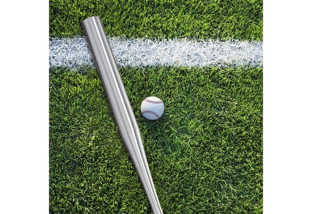 Relaxdays Baseballschläger Aluminium, leichter Softballschläger, rutschfester Griff, 34 Zoll/ 86 cm, Aluschläger, silber