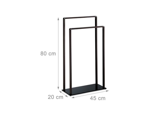 Handtuchständer freistehend, 2 Stangen, modern, Metall, Handtuchhalter, HxBxT: 80 x 45 x 20 cm, bronze-schwarz - Relaxdays